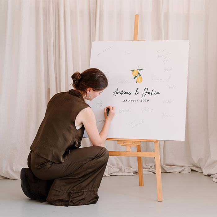 Gästebuch-Schild Karton mit Zitronen