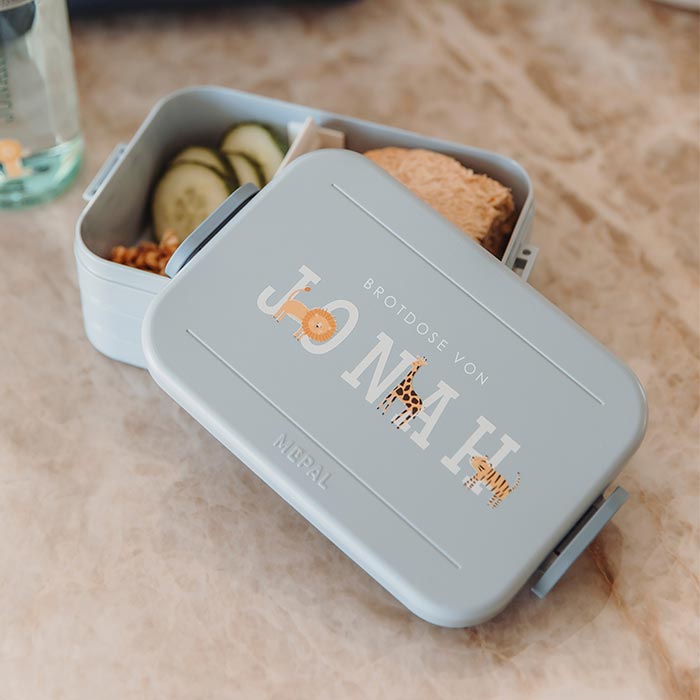 Mepal To Go Brotdose mit Namen und Dschungel-Tieren