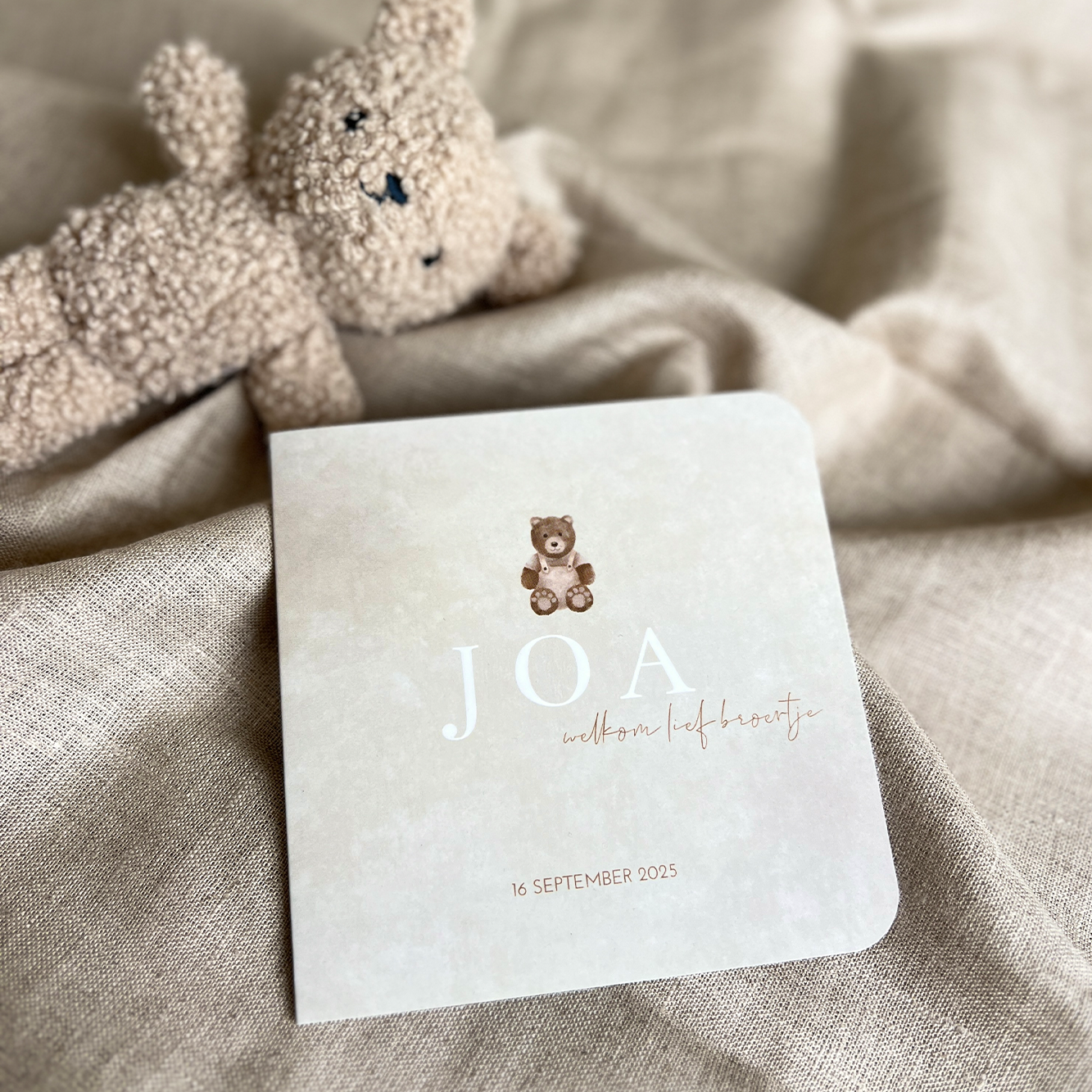 Geboortekaartje Jongen Suède Teddy Beertje
