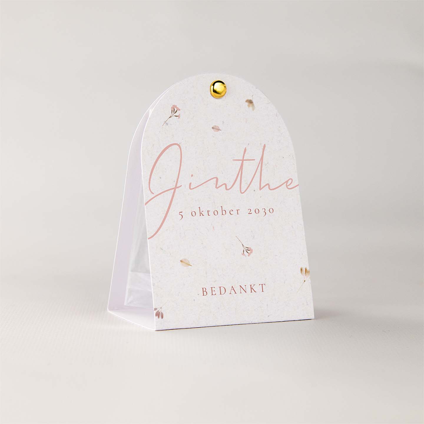 Lief doopsuiker snoepzakje eco-look en droogbloemen