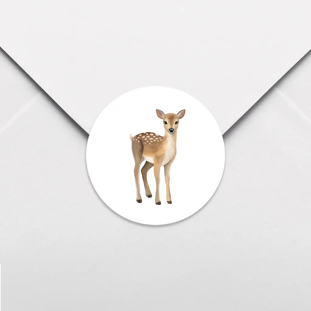 Sluitsticker met illustratie van hert - per 25 stuks