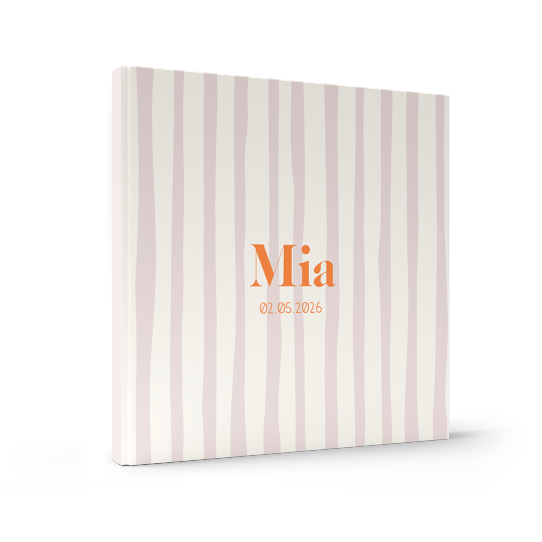 Kraambezoekboek geboortekaartje meisje streepjes