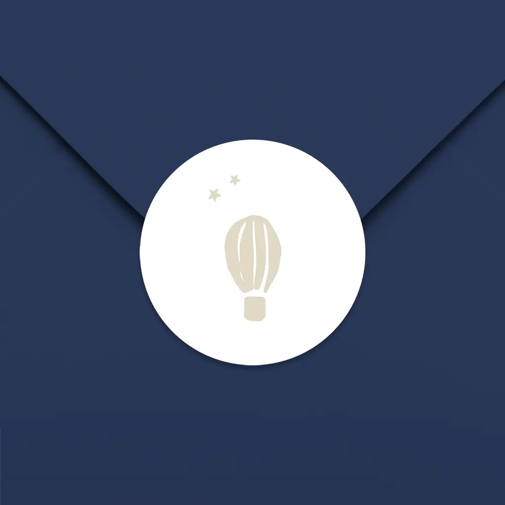 Sluitsticker wit met beige luchtballon - per 25 stuks