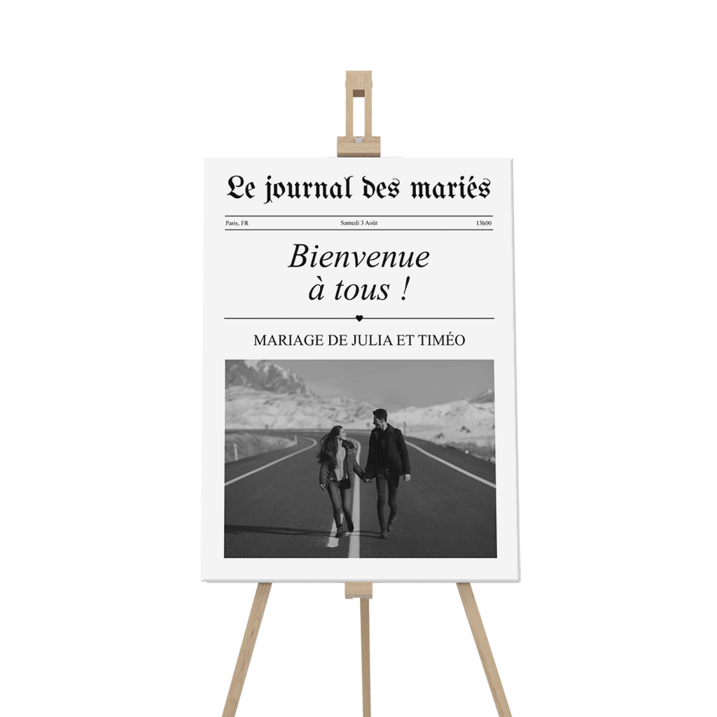 Panneau de bienvenue, effet article avec photo