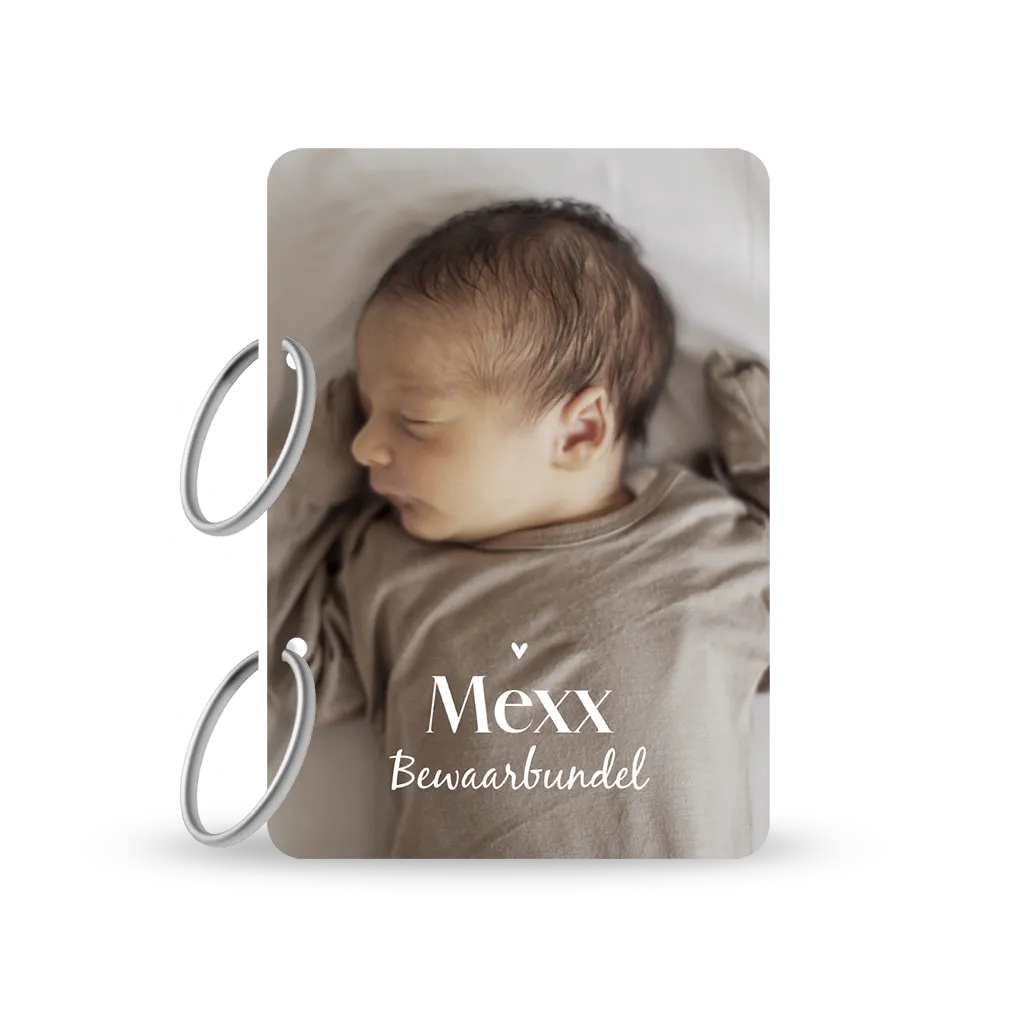 Houten bewaarbundel met foto en hartje