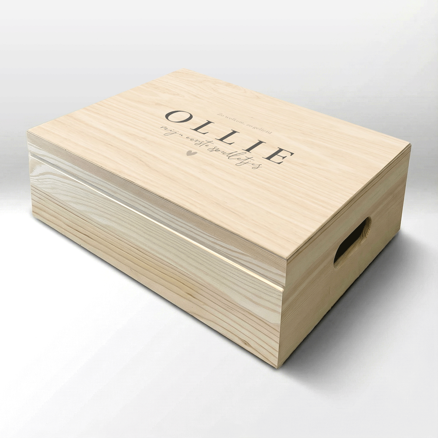 Houten memory box baby | Ivory Clay