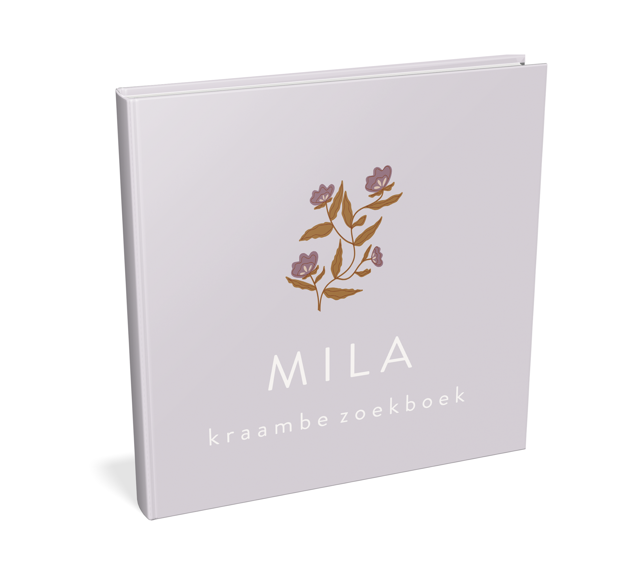 Kraambezoekboek lila voor meisje met bloemen