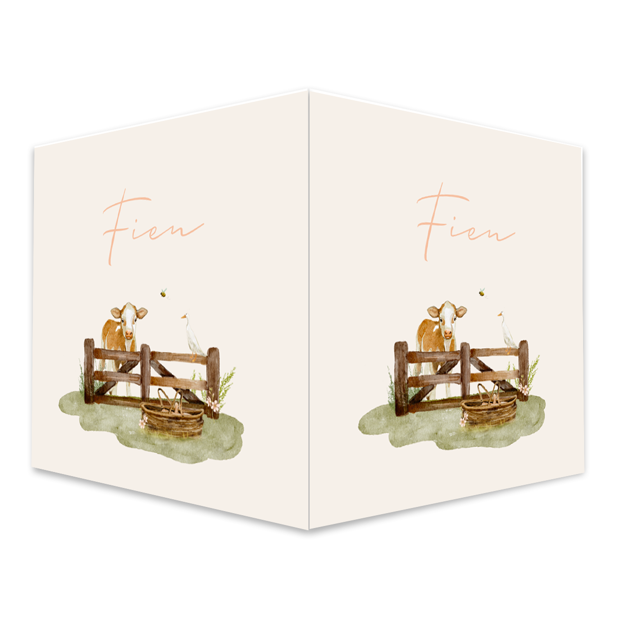 dubbel raambord boerderij lente koe baby meisje