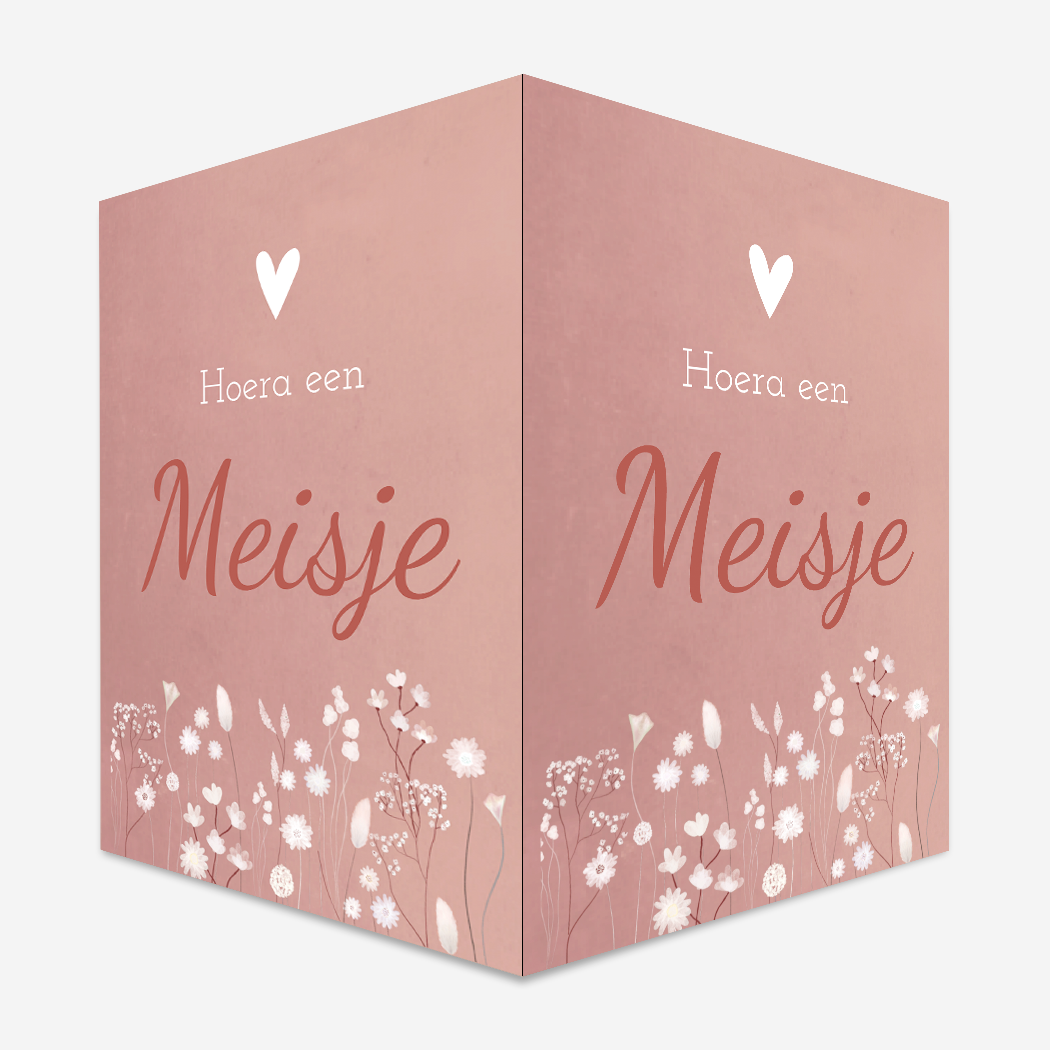 Raambord Geboortebord Hoera Meisje Bloemen