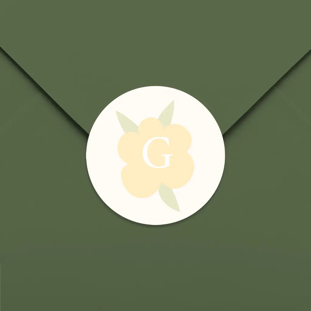 Sluitsticker met illustratie bloem - per 25 stuks