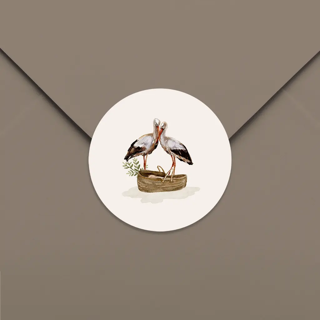 Sluitsticker met ooievaars - per 25 stuks