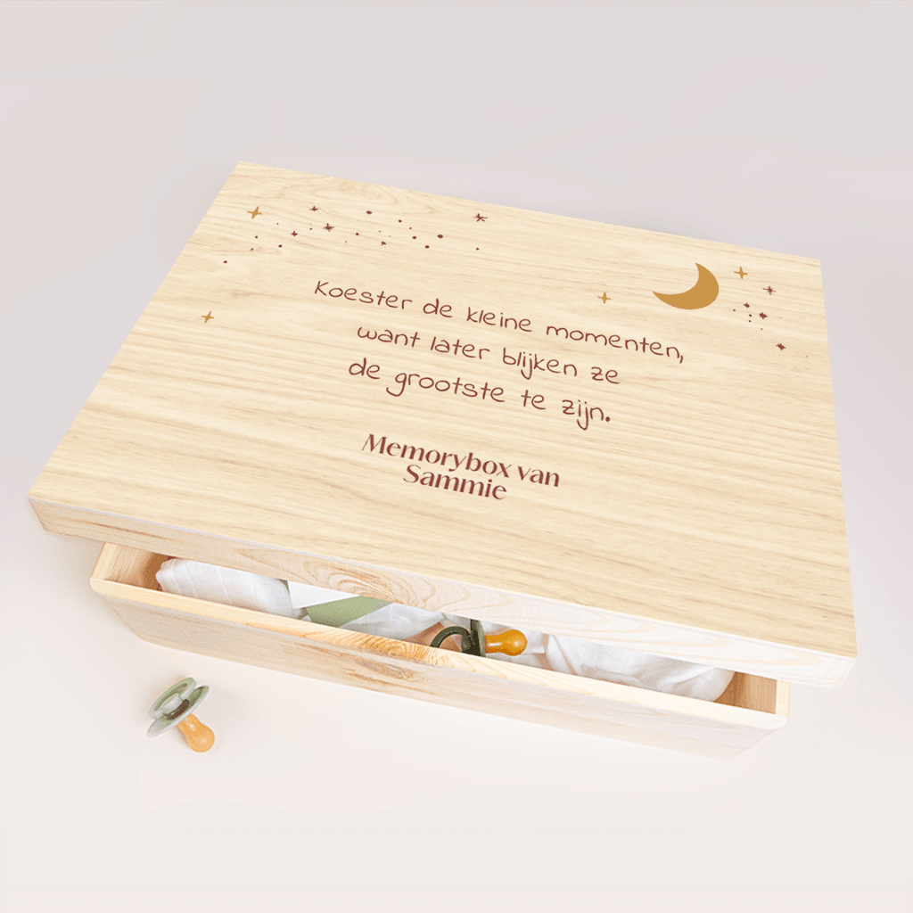 Memorybox met sterrenhemel en mooie quote