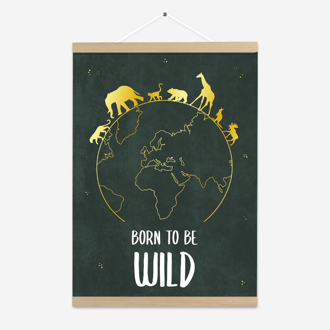 Poster Babykamer Dieren Wereldbol