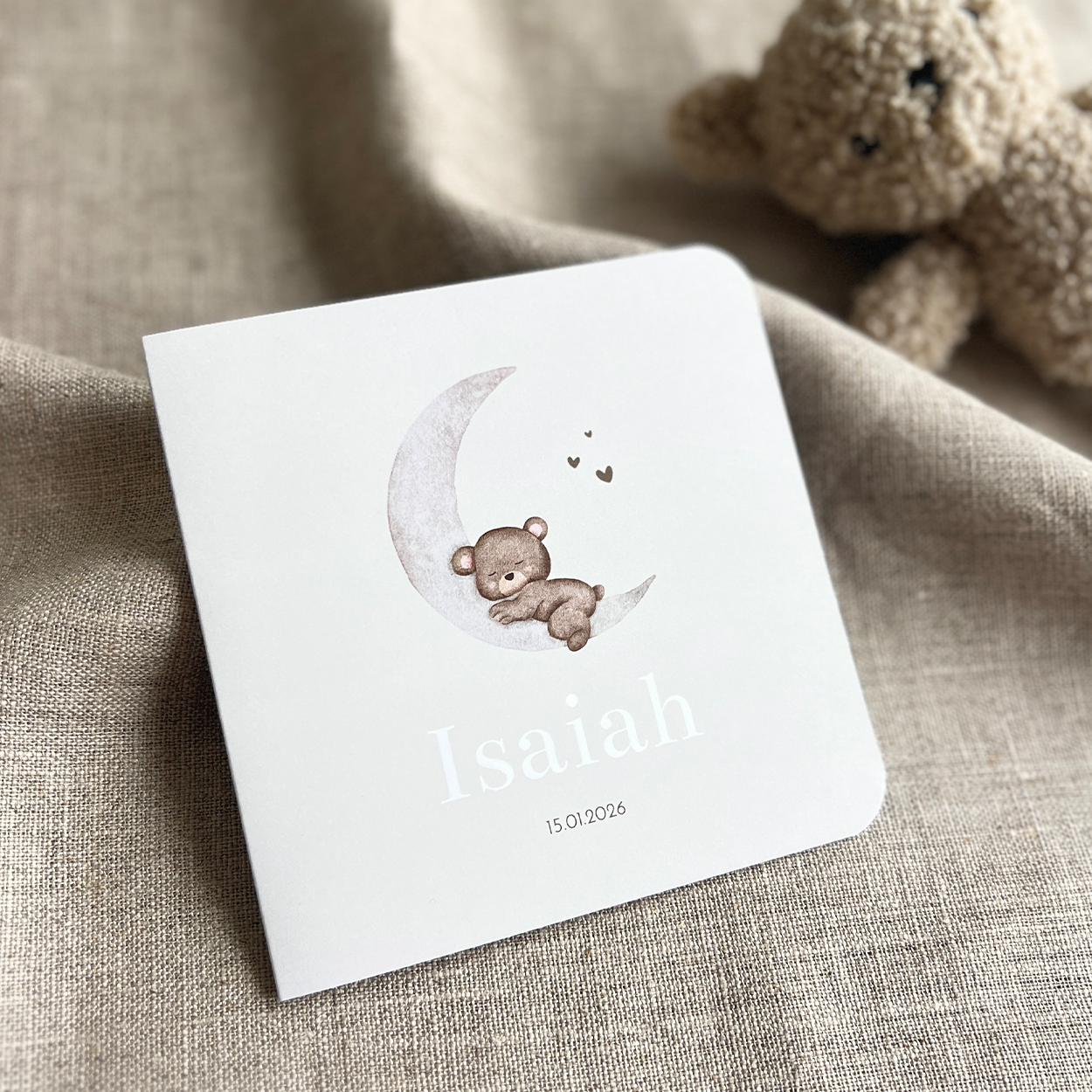 Geboortekaartje Jongen Hartje Maantje Beertje