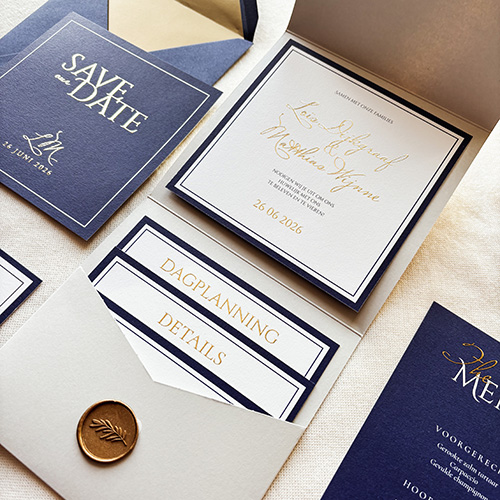 Pocketfold set Classical Blue met goudfolie