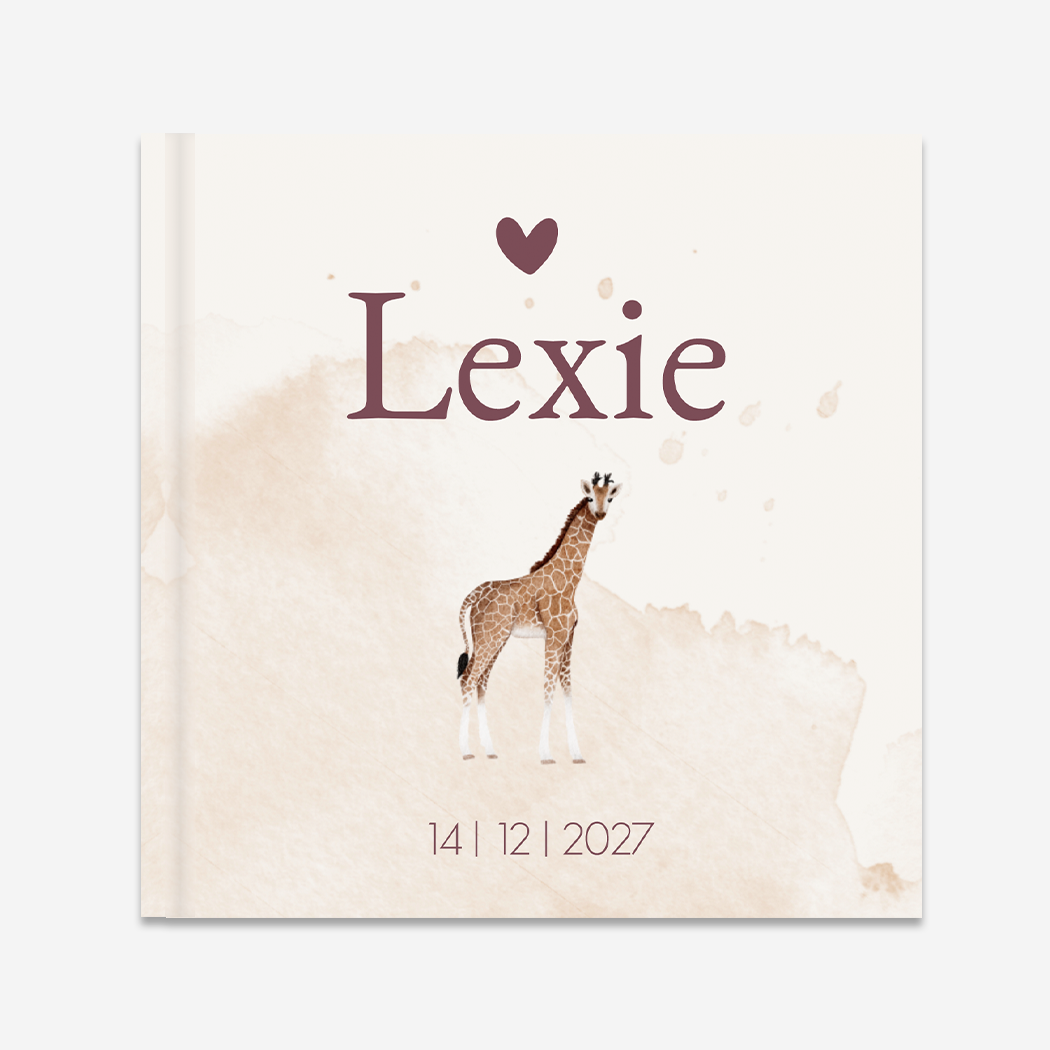 Kraambezoekboek Beige Waterverf Giraffe hartje