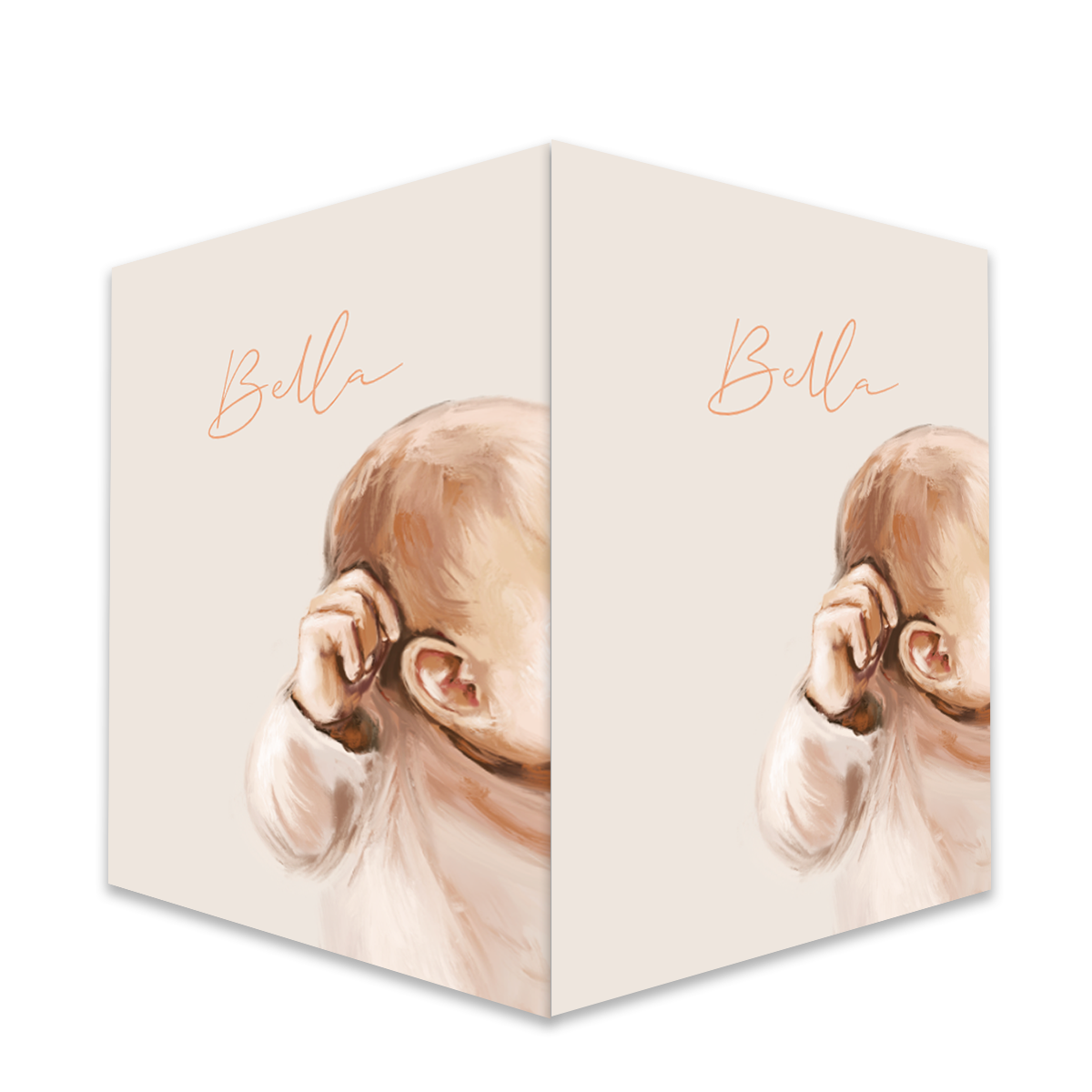 Geschilderd dubbel raambord meisje baby olieverf