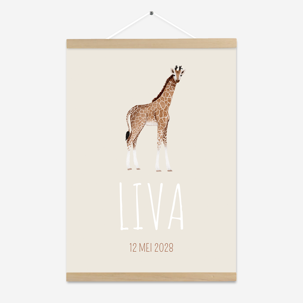 Poster Dieren Beige Giraffe Crème