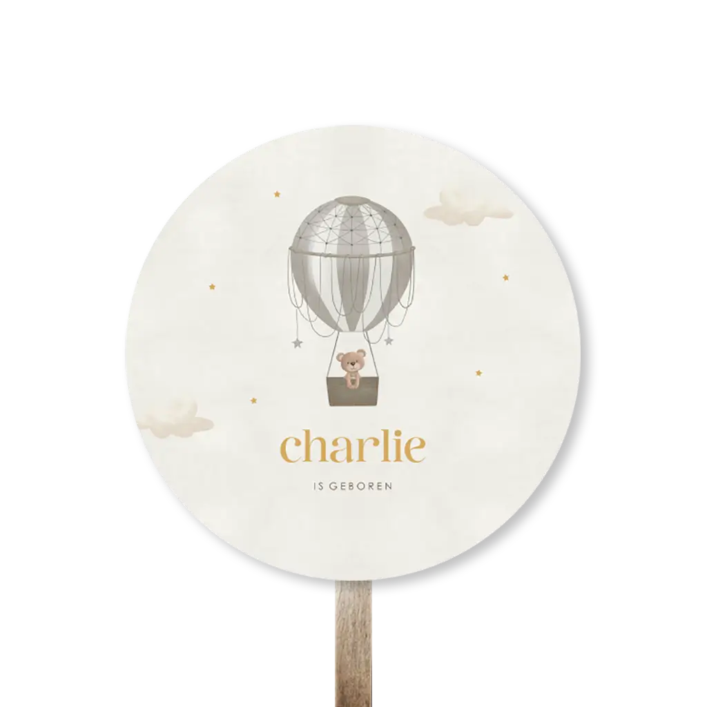 Tuinbord neutraal met beertje in luchtballon