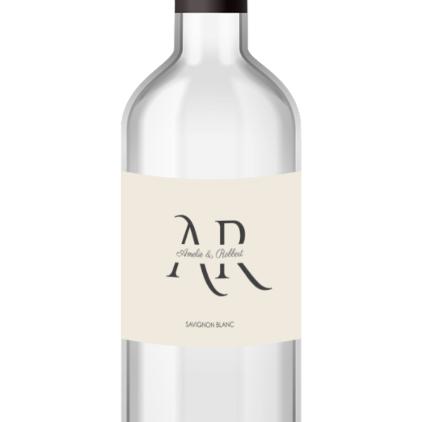 Beige wijnetiket bruiloft met logo