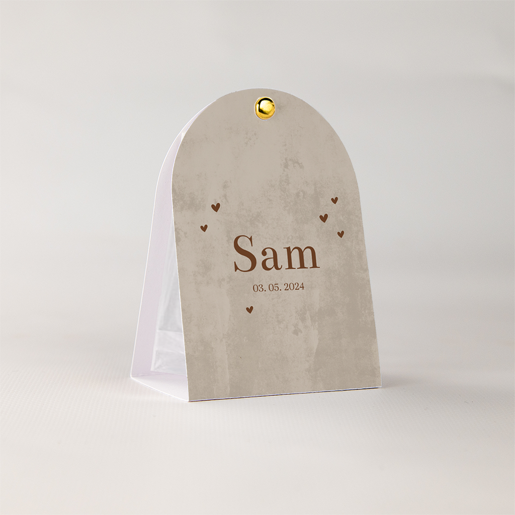 Stoer doopsuiker snoepzakje bruine velvet-look met hartjes