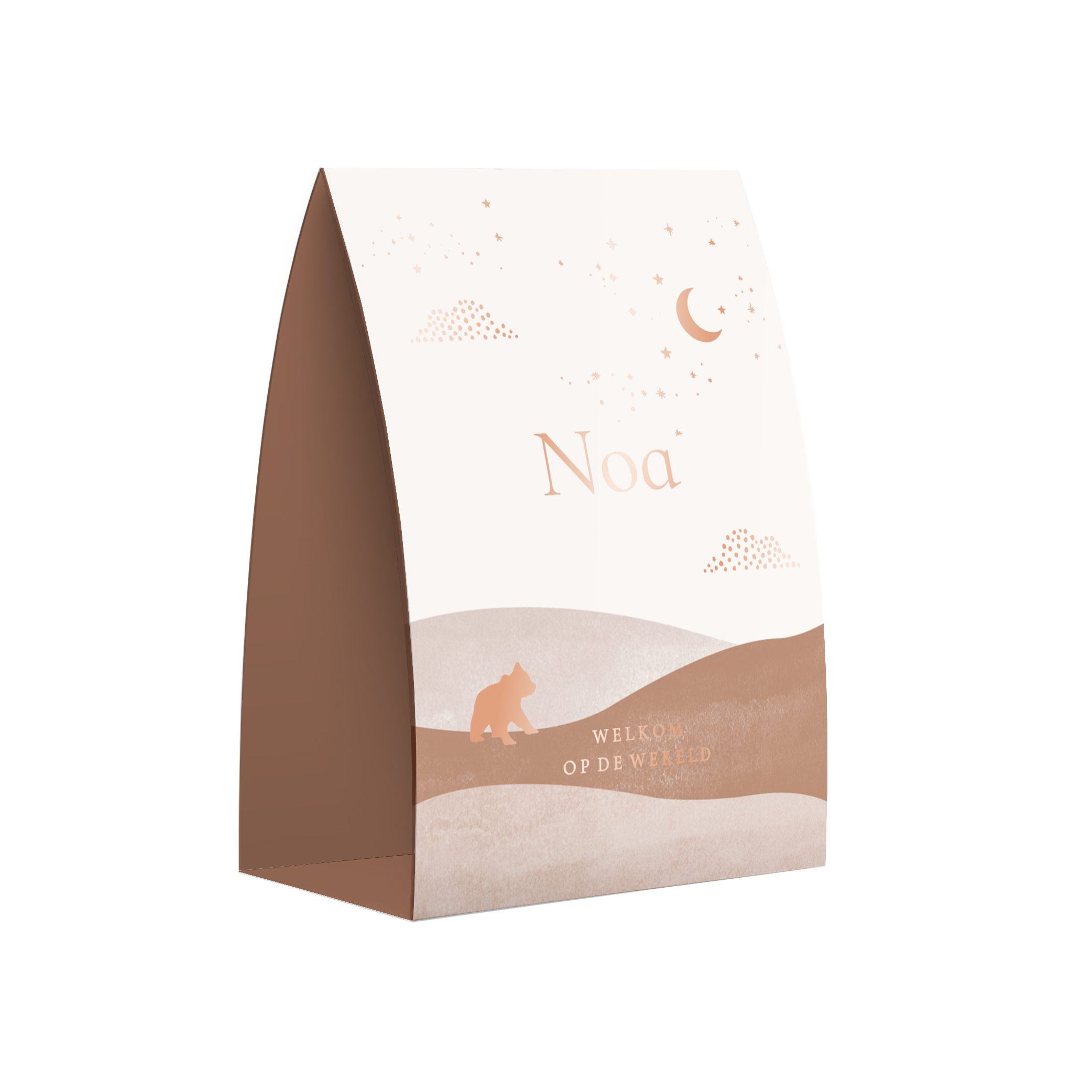 Geboortekaartje tentvorm met roségoud