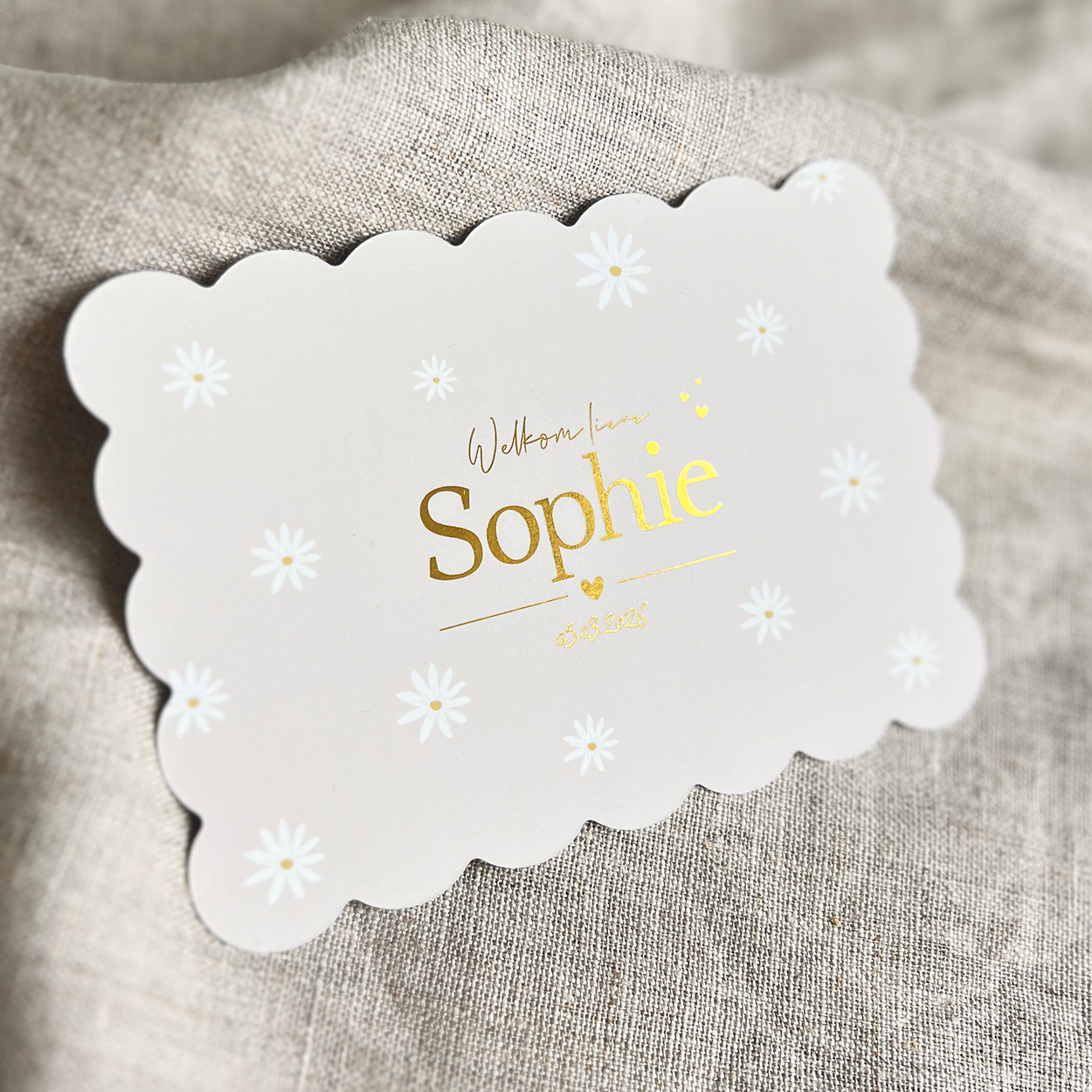 Geboortekaartje Meisje Koekvorm Madeliefjes