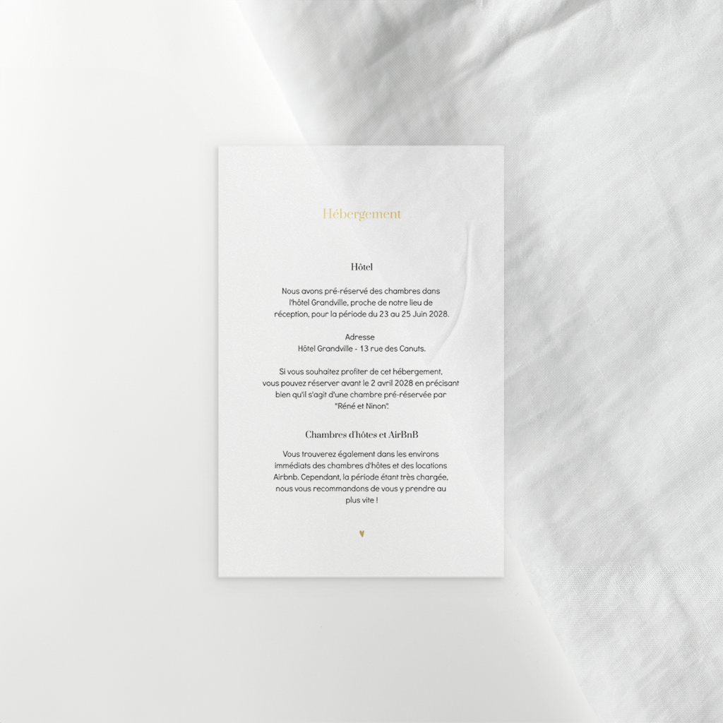 Feuillet d'informations supplémentaire calque avec dorure