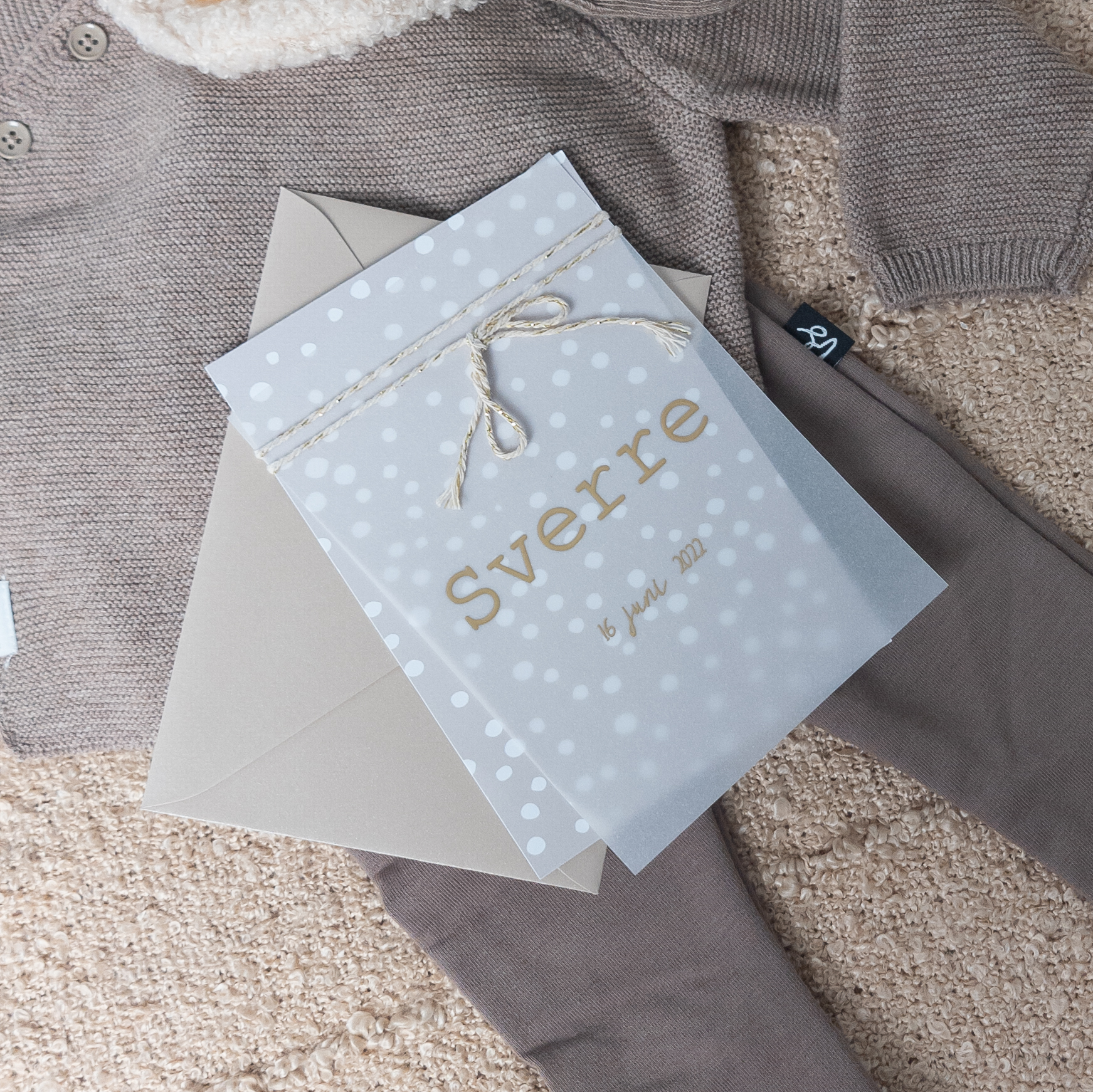 Kalkpapier geboortekaartje Sverre