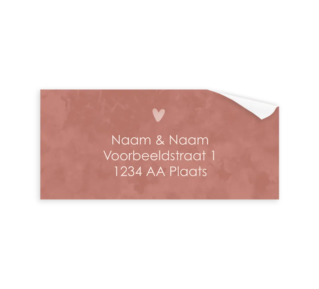 Adresstickers met rode velvet-look en hartje