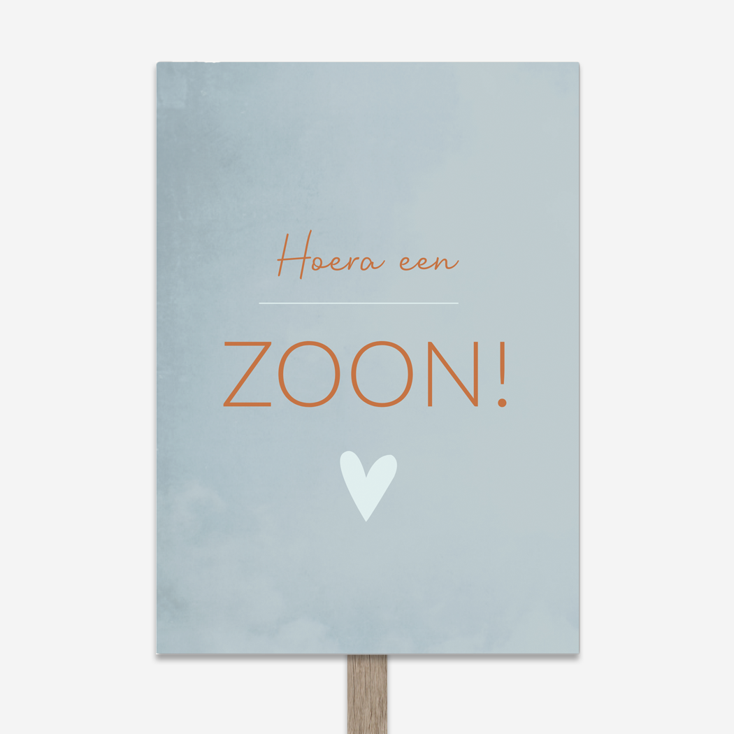 Tuinbord Geboortebord Hoera Zoon Blauw