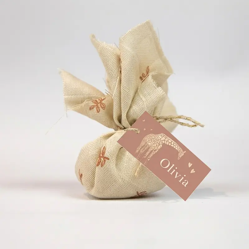 Traktatie labeltje met giraf en naam - per 10 stuks