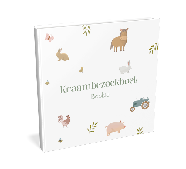 Kraambezoekboek met lieve boerderij diertjes