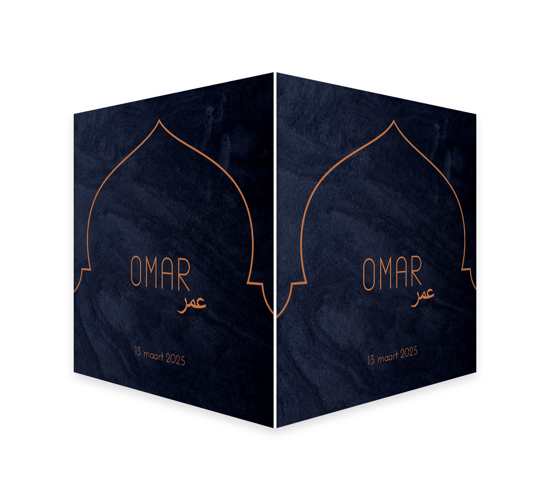 Raambord donkerblauw velvet-look met koperkleur