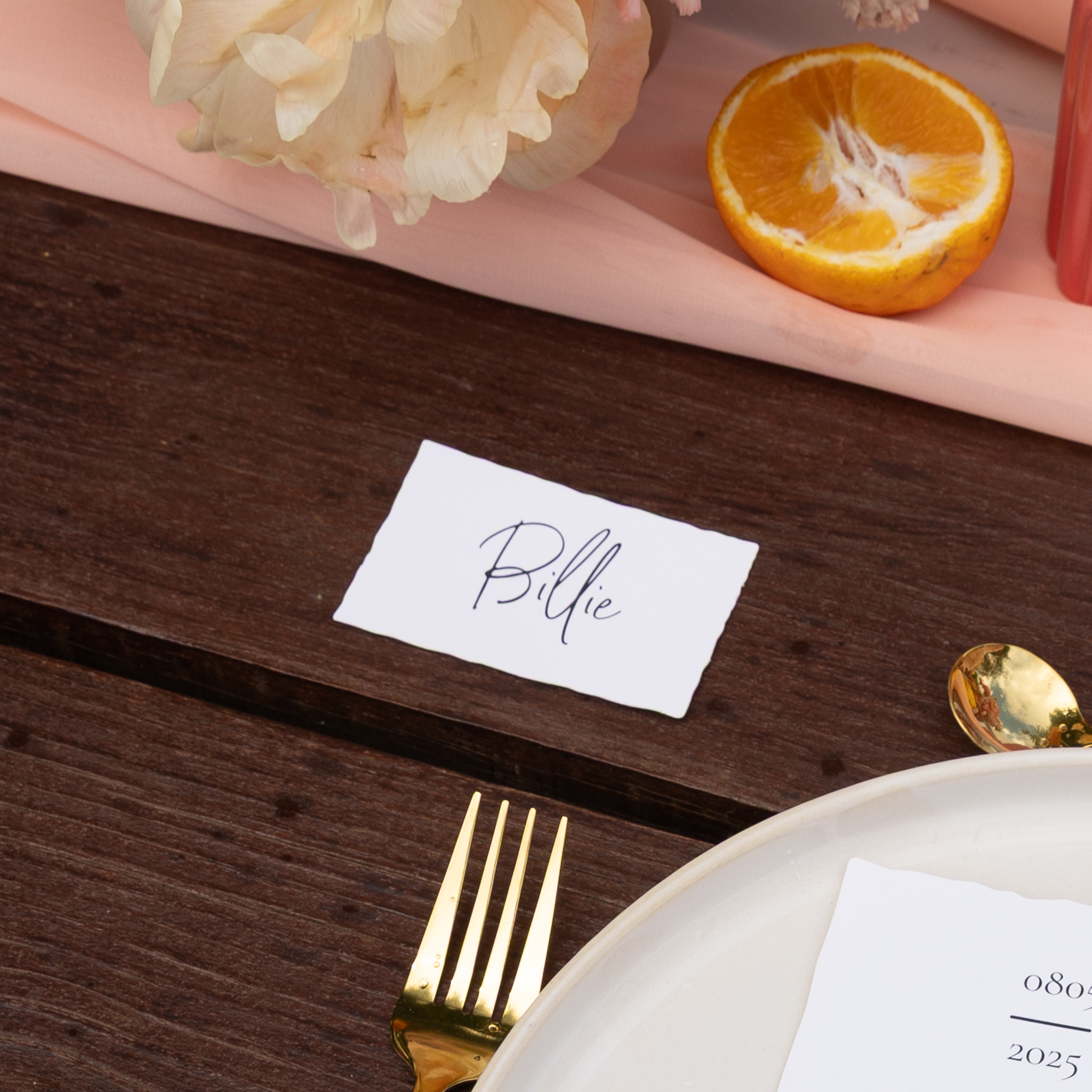 Naamkaartjes handgeschept papier look 