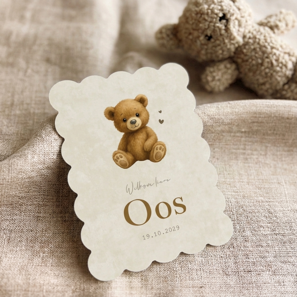 Geboortekaartje Jongen teddybeer Cookie Velvet