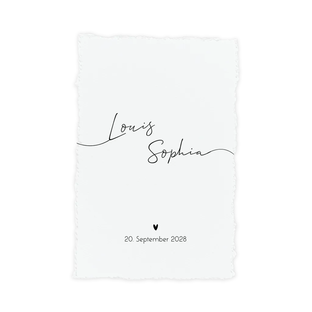 Büttenpapier-Look (DIY*) Hochzeitseinladung mit kunstvoller Schrift