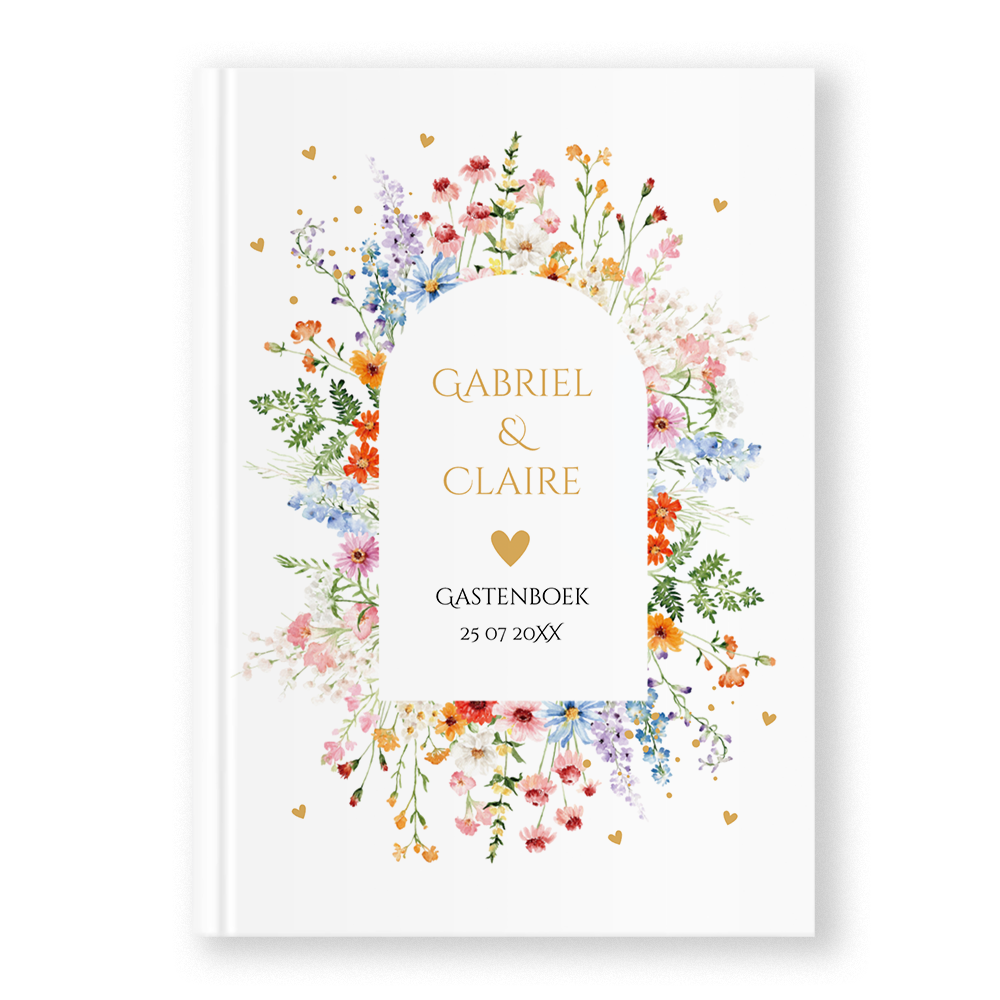 Gastenboek bruiloft gekleurde bloemen Anemone boog