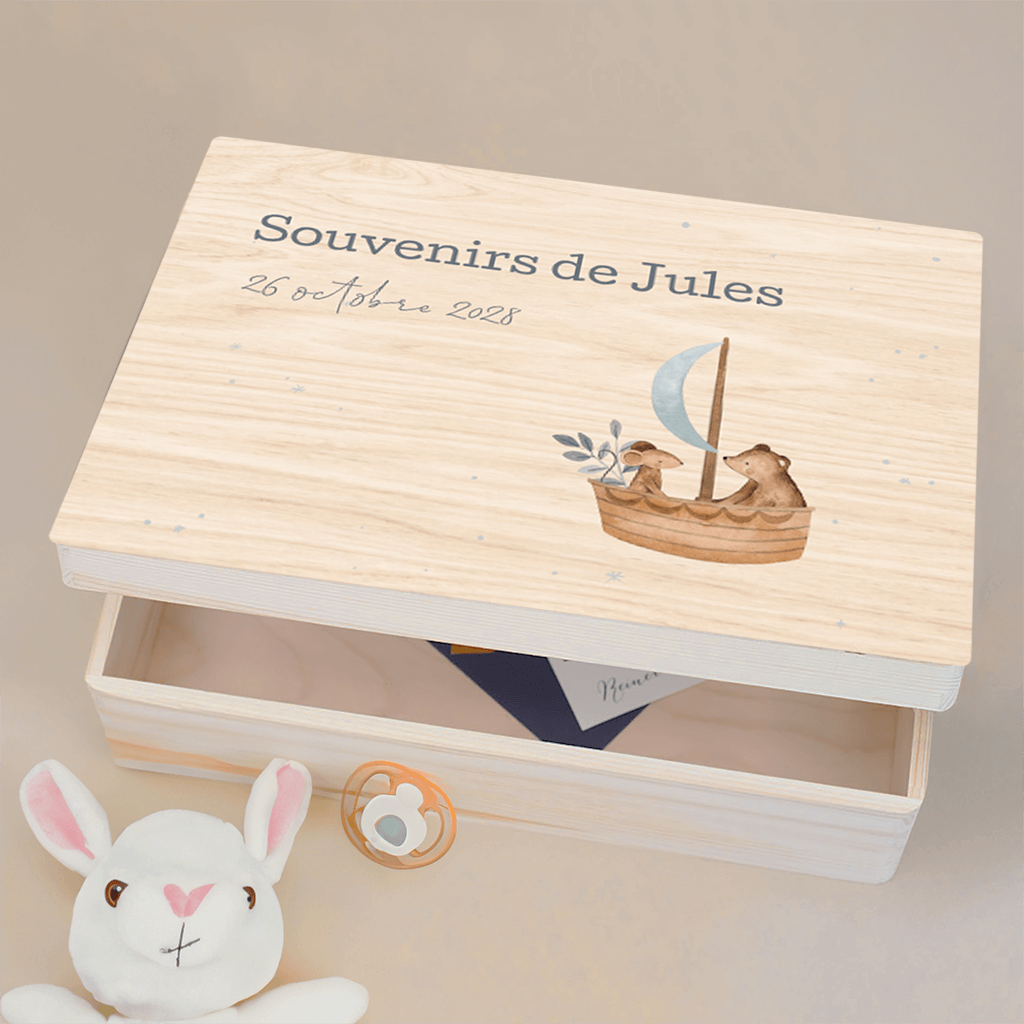 Boîte à souvenirs avec des ours sur un bateau