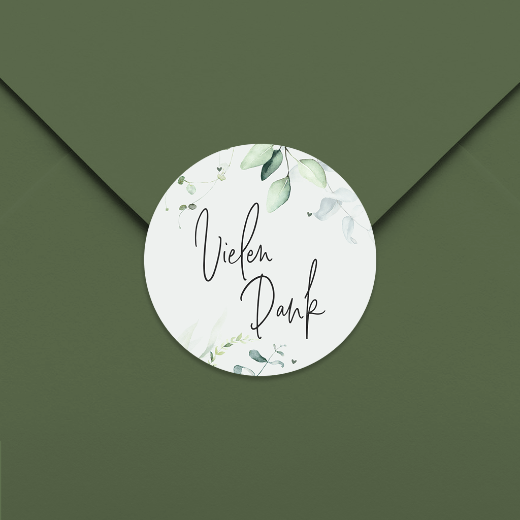 Botanische Dankes-Aufkleber kunstvollem Schriftzug