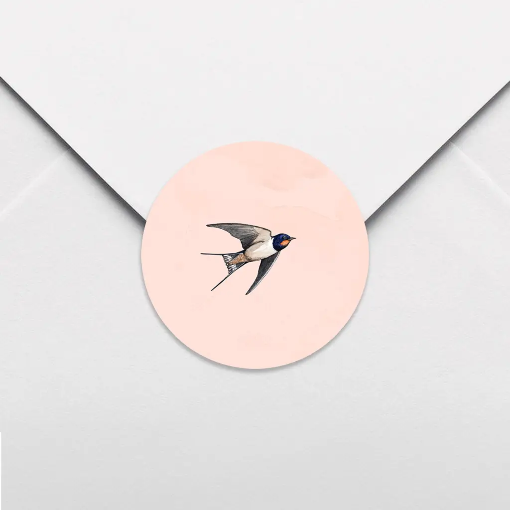 Sluitsticker met zwaluw roze - per 25 stuks