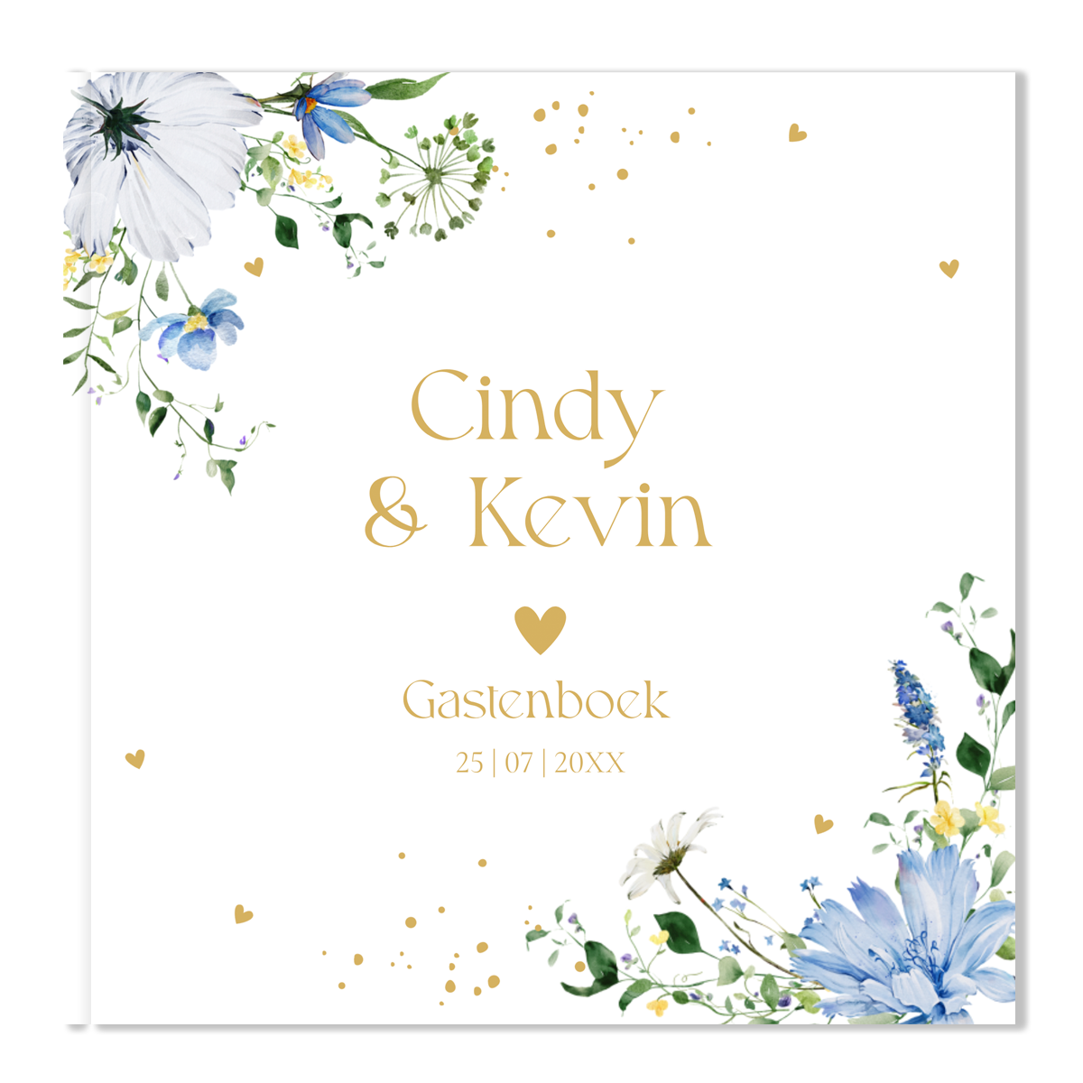 Gastenboek huwelijk veldbloemen blauw Twiggy