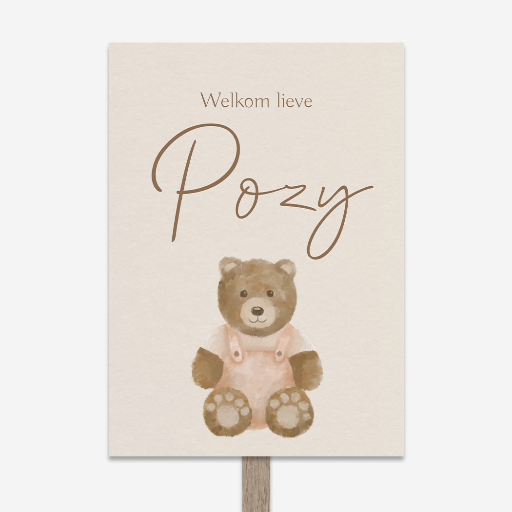 Tuinbord Beertje Meisje Waterverf Geboortebord