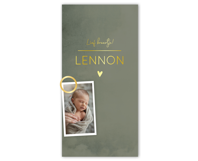 Geboortekaartje Jongen Goudfolie Modern Groen