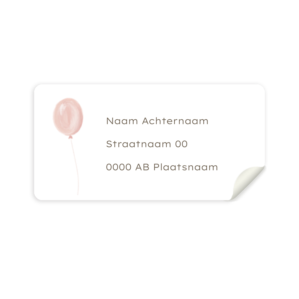 Adressticker geboorte baby illustratie roze ballon