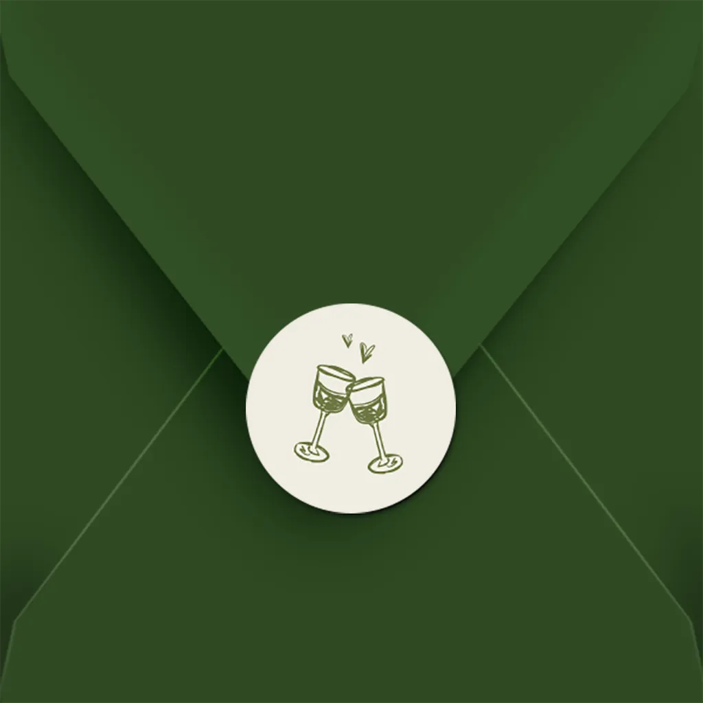 Sluitsticker bruiloft met groene illustraties 