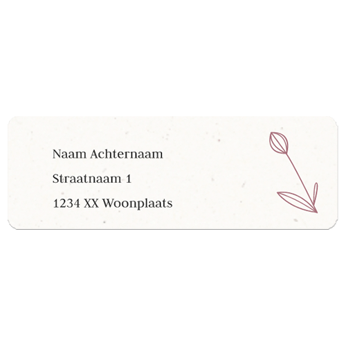 Adressticker versturen trouwkaart lijntekening bloem