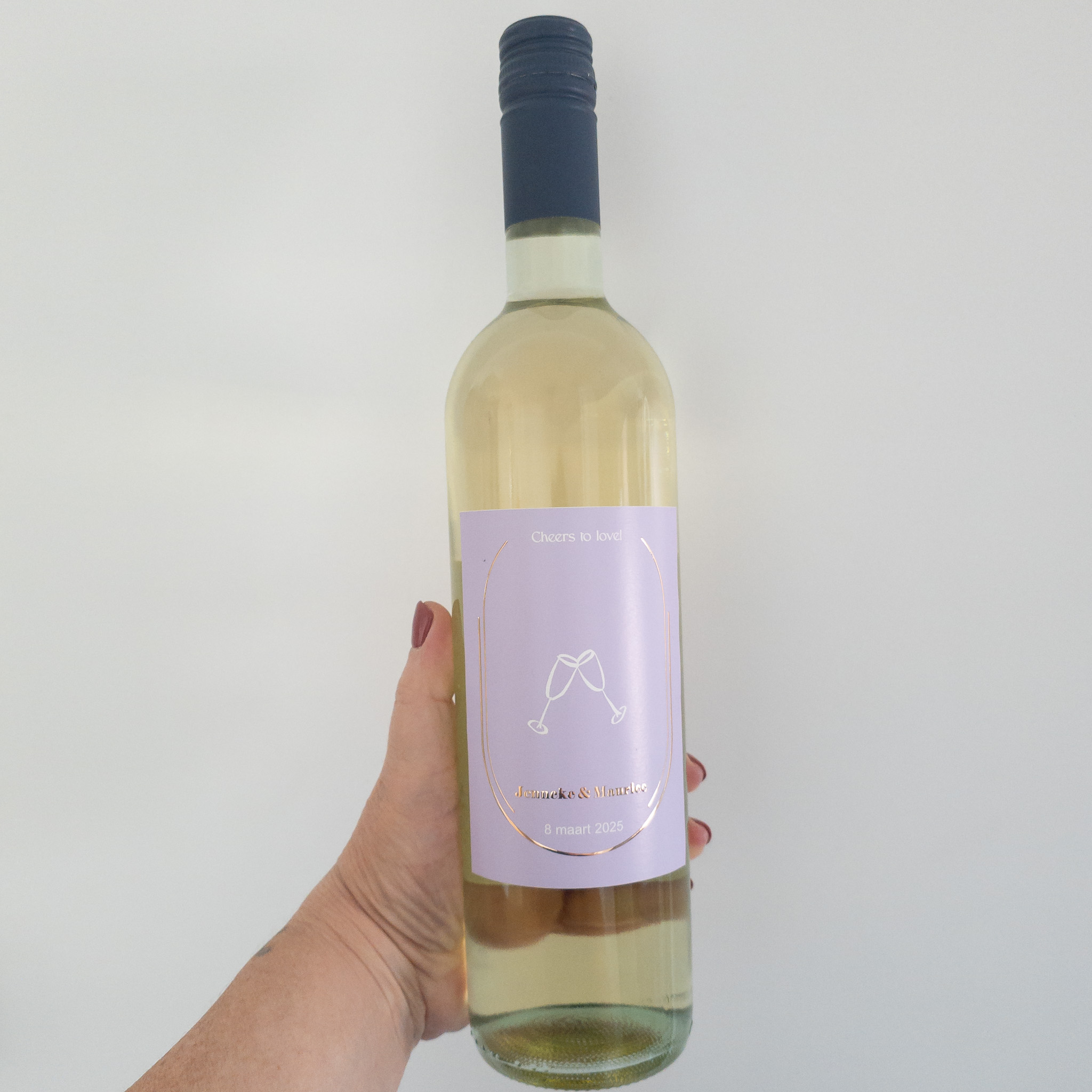 Wijnetiket pastel rosefolie
