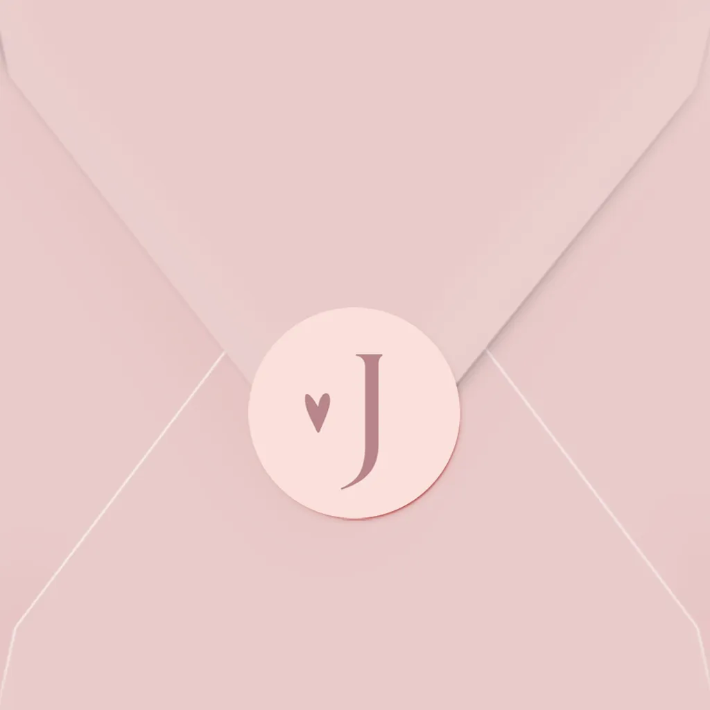 Sluitsticker geboorte roze met hartje | 25 stuks