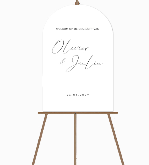 Welkomstbord bruiloft chique handgeschreven letters